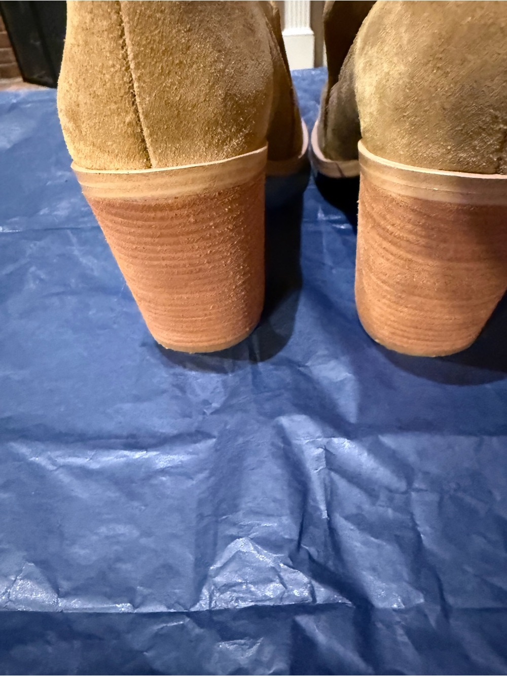 Vince Camuto Wevenly Suede Pointed Slip-On Stacked Heel Pumps - Picture 3 of 8